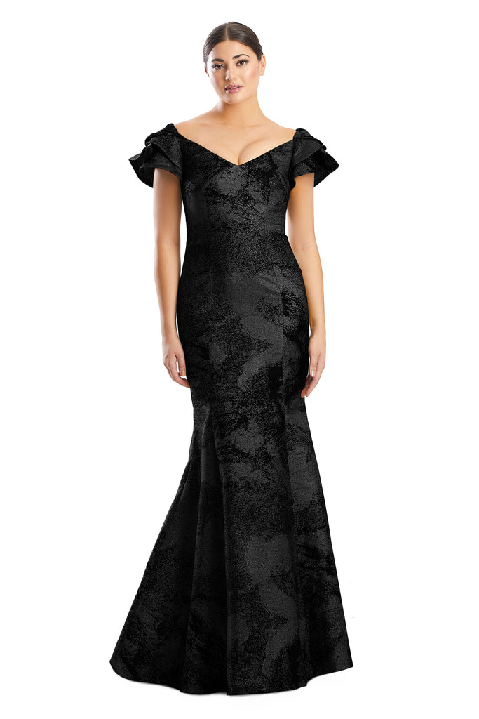 Formal Dresses  Electric Long Metallic Formal Evening Ruffle Dress Black