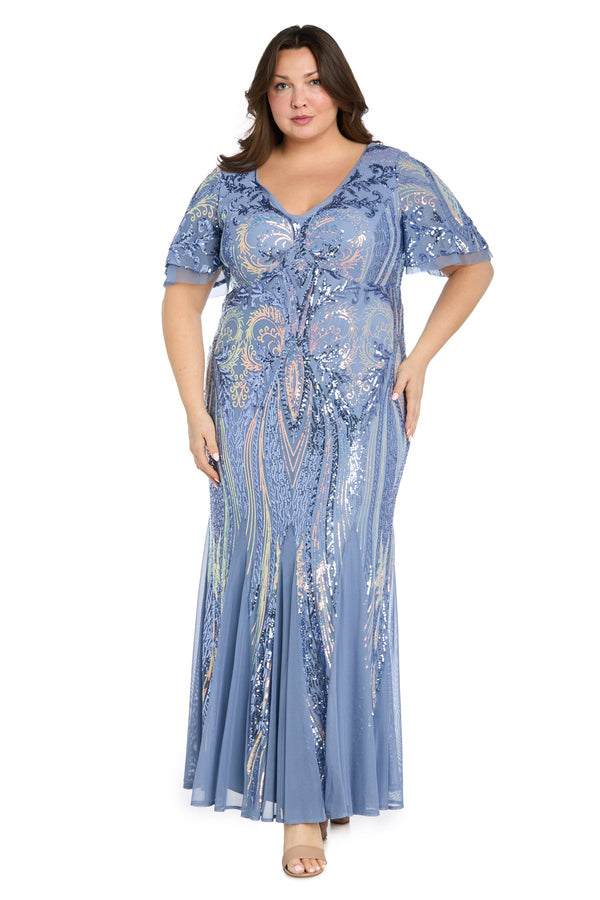 Long Sequin Dress Formal Plus Size Evening R&M Richards 1775W