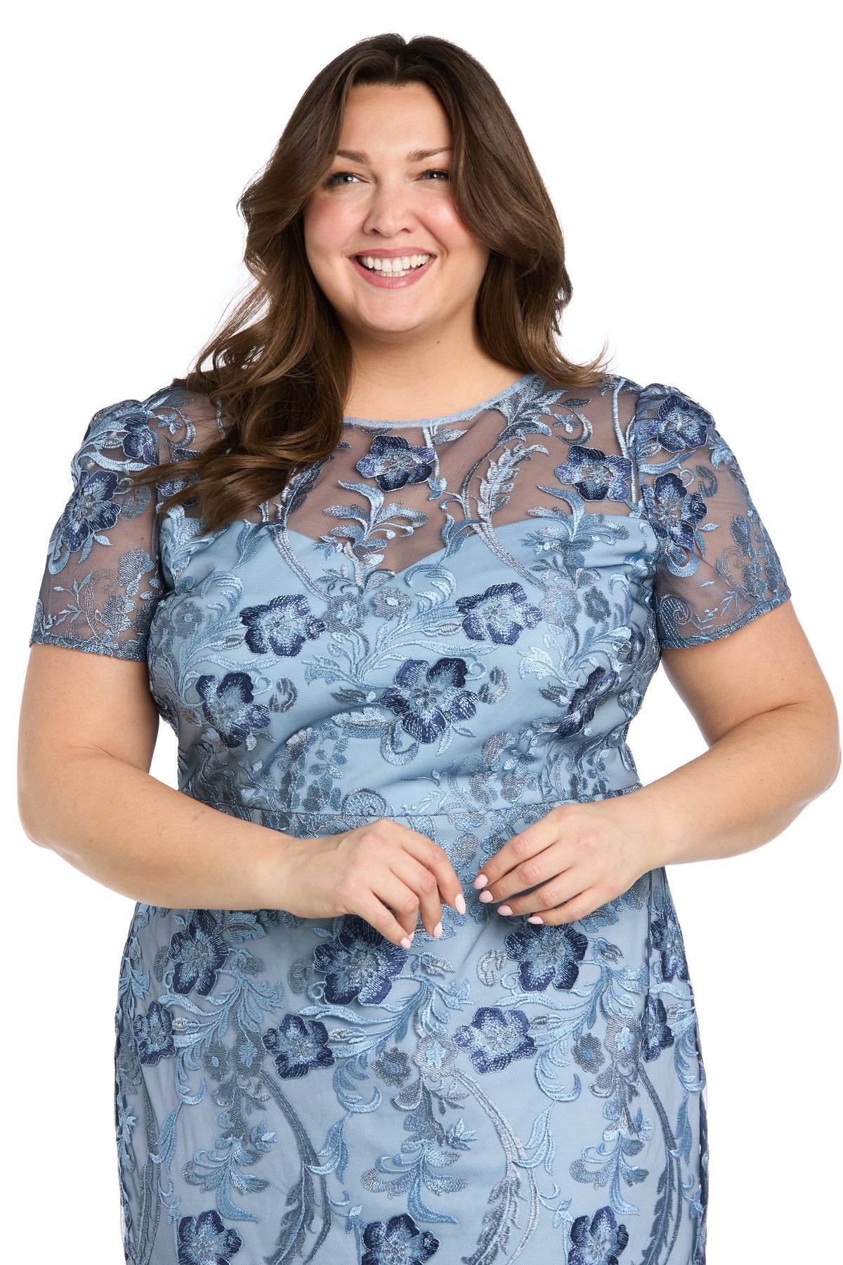midi cocktail dresses plus size Plus Size Pleated Midi Chiffon Dress main image 0