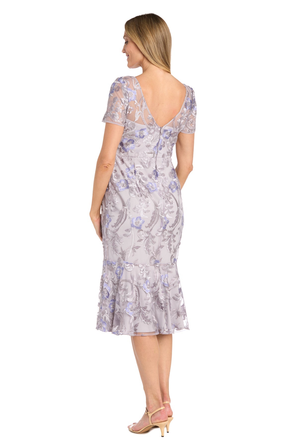 R&M Richards 1778 Short Floral Midi Cocktail Dress