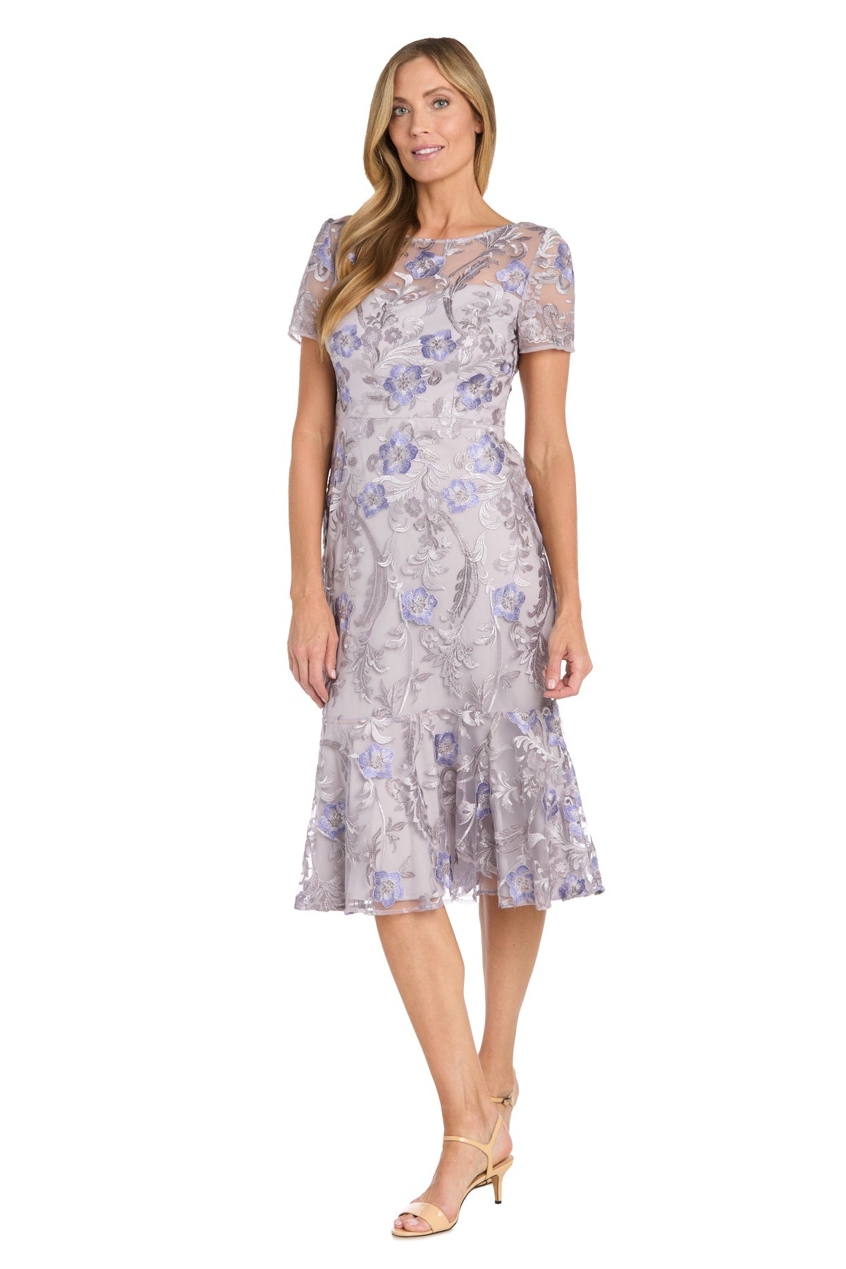 R&M Richards 1778 Short Floral Midi Cocktail Dress