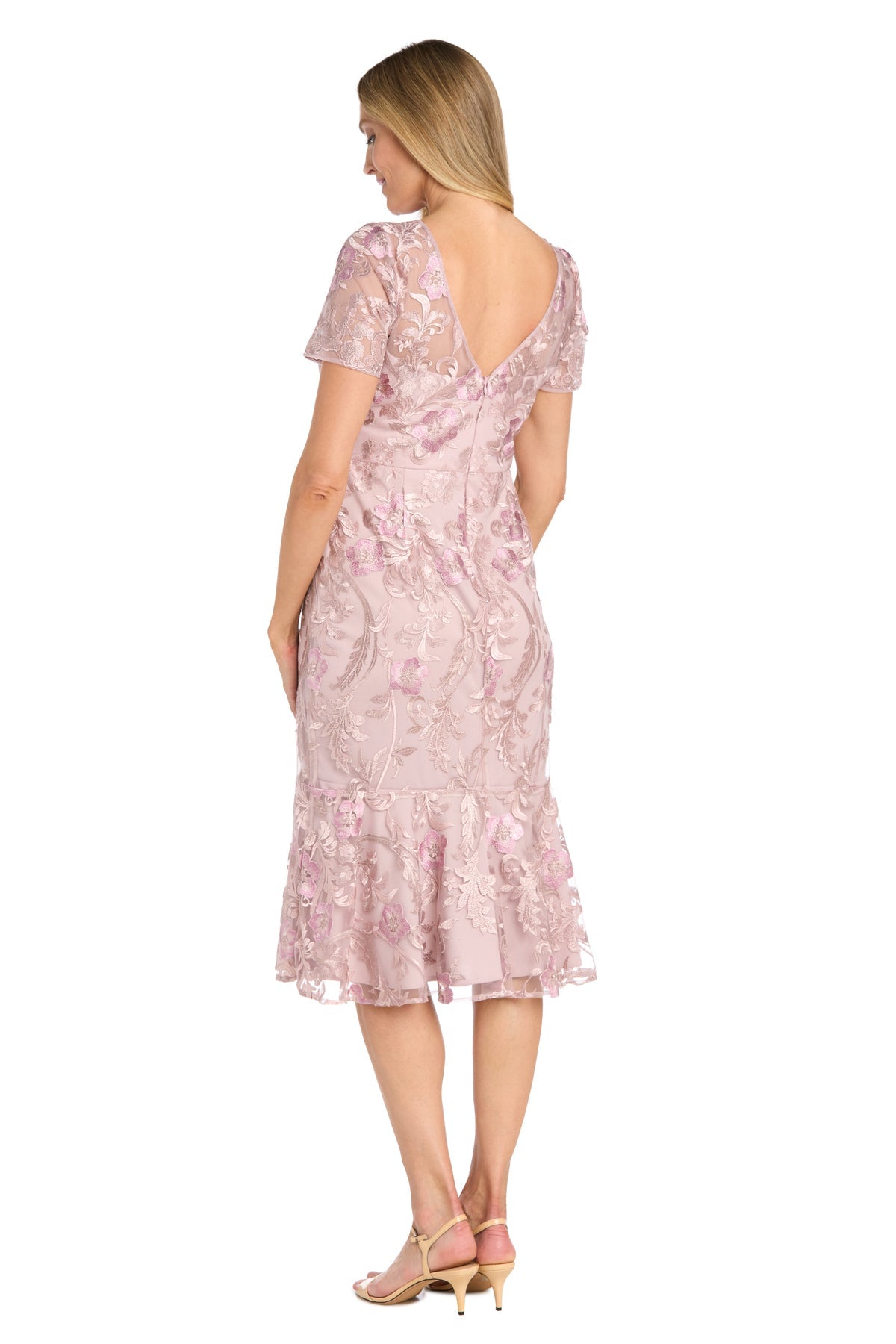R&M Richards 1778 Short Floral Midi Cocktail Dress