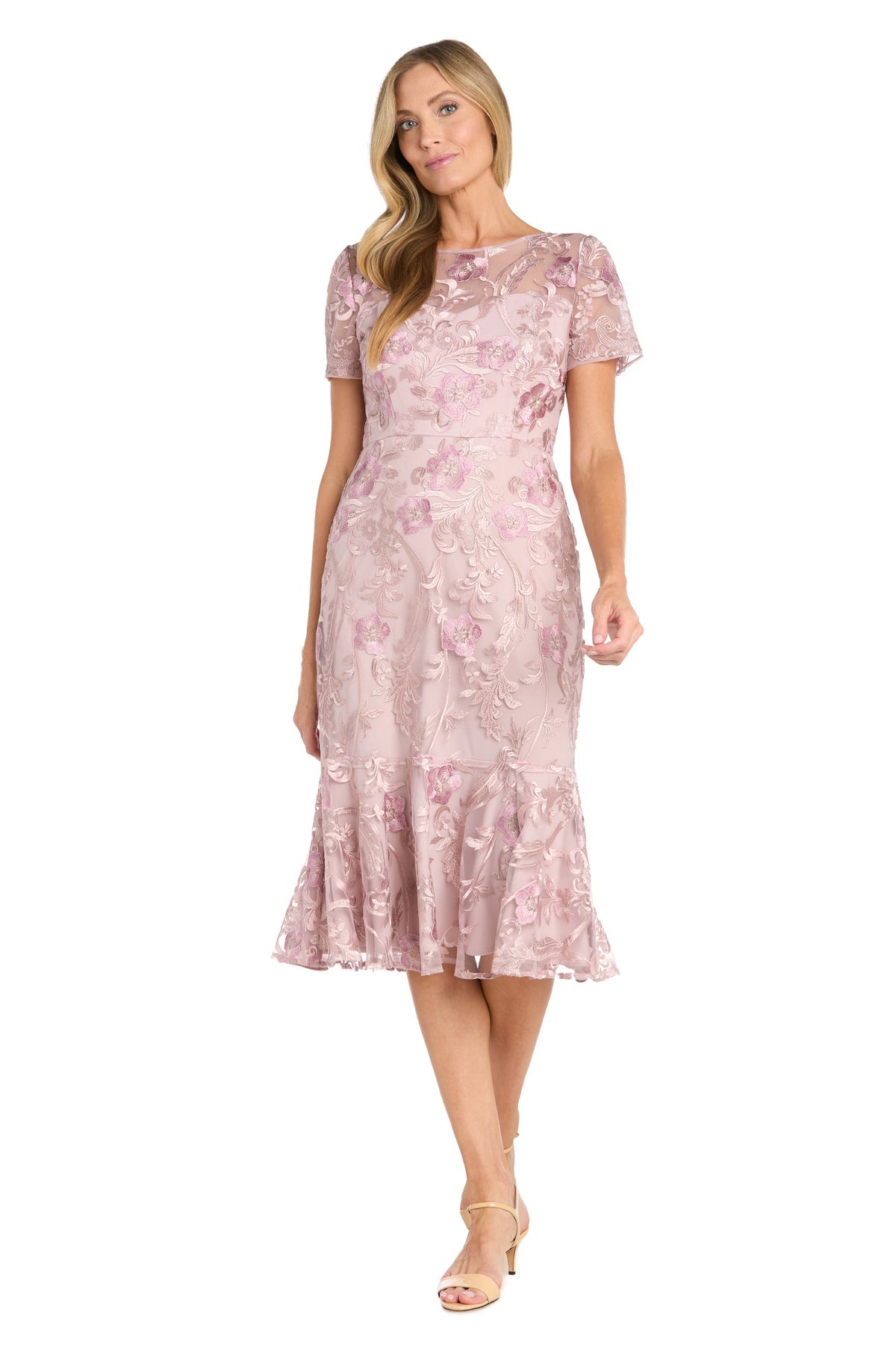 R&M Richards 1778 Short Floral Midi Cocktail Dress