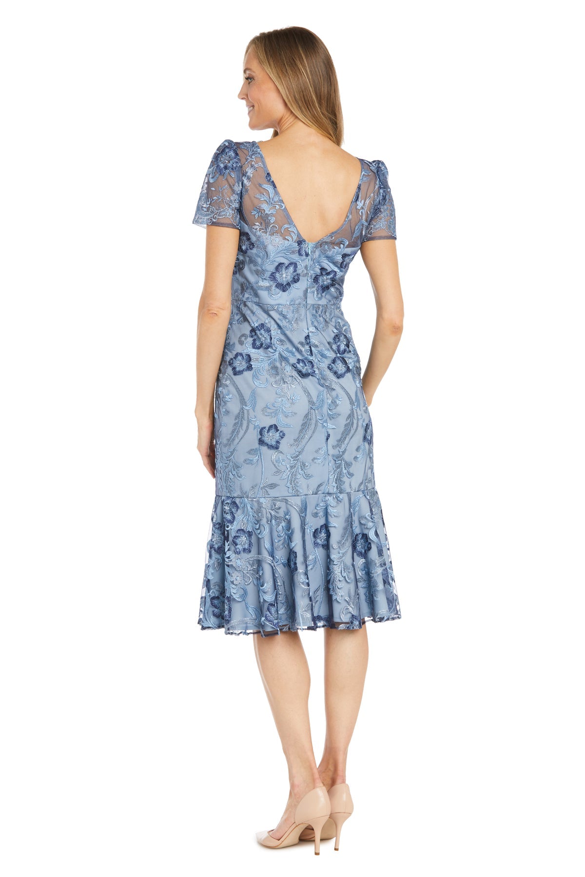 R&M Richards 1778 Short Floral Midi Cocktail Dress