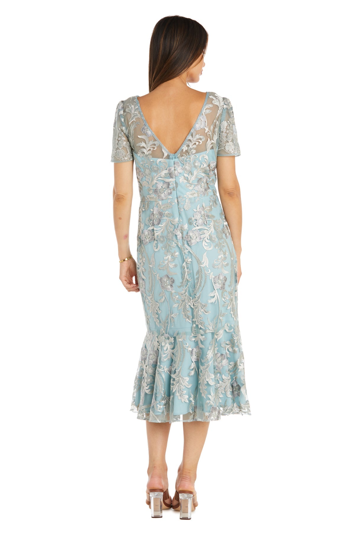 R&M Richards 1778 Short Floral Midi Cocktail Dress