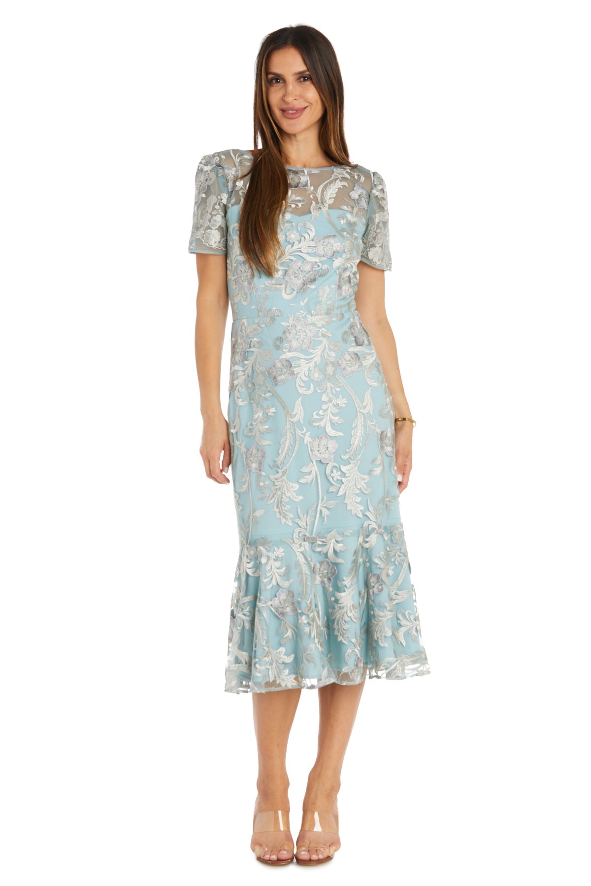 R&M Richards 1778 Short Floral Midi Cocktail Dress
