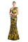 FormalDresses Long Printed Formal Metallic Peplum Evening Dress Black/Gold