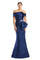 Formal Dresses Pleated Long Formal Beaded Evening Dress Navy