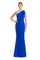Formal Dresses Pleated Long Formal Fitted Slit Evening Dress Blue