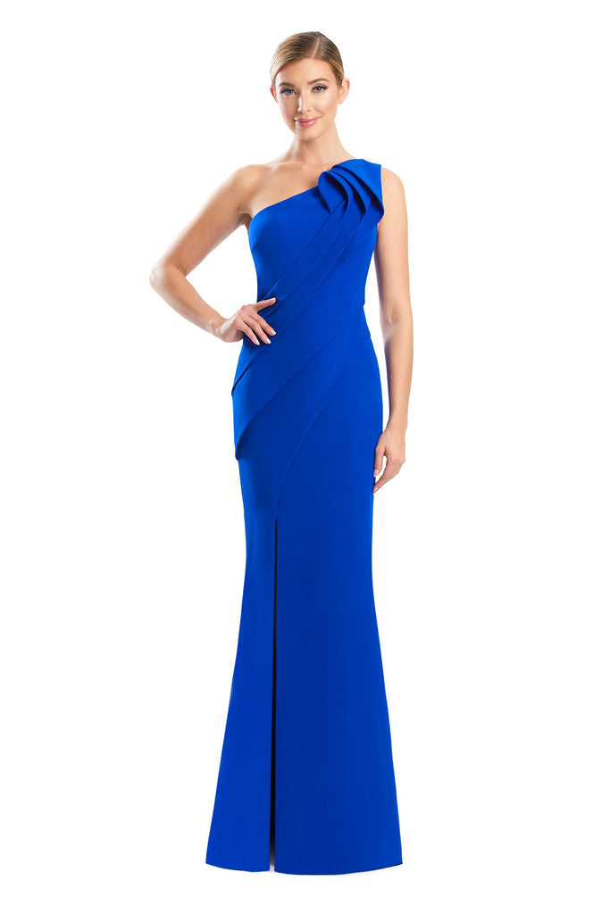 Formal Dresses Pleated Long Formal Fitted Slit Evening Dress Blue