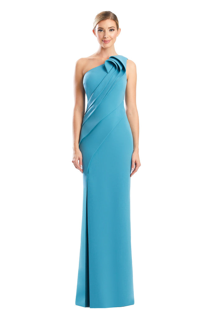 Formal Dresses Pleated Long Formal Fitted Slit Evening Dress Sea Foam