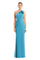 Formal Dresses Pleated Long Formal Fitted Slit Evening Dress Sea Foam