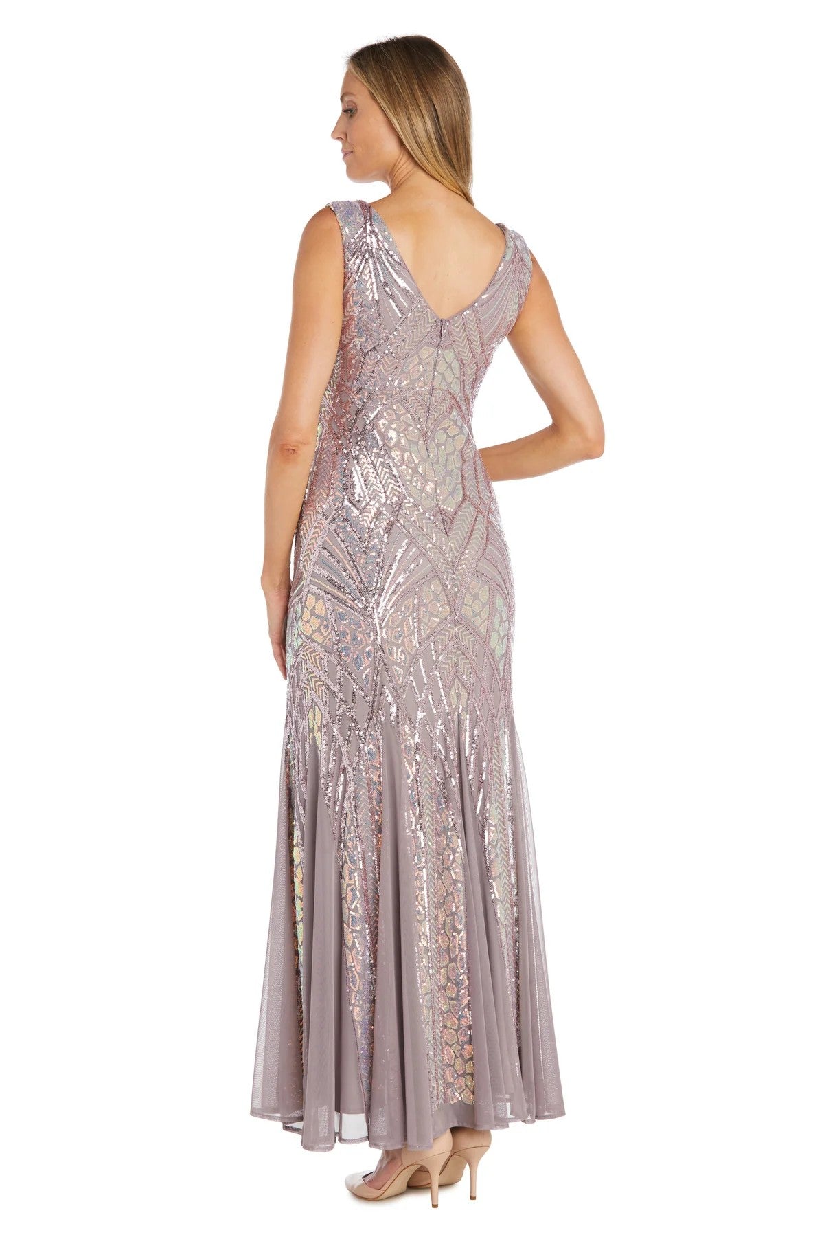 R&M Richards 1788 Long Formal Sequin Evening Dress