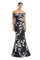 Formal Dresses Long Fitted Formal Floral Print Evening Dress Black/White