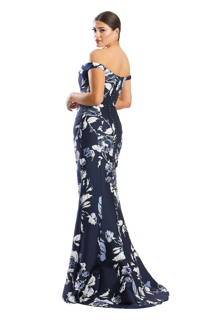 Formal Dresses Long Fitted Formal Floral Print Evening Dress Navy/Multi