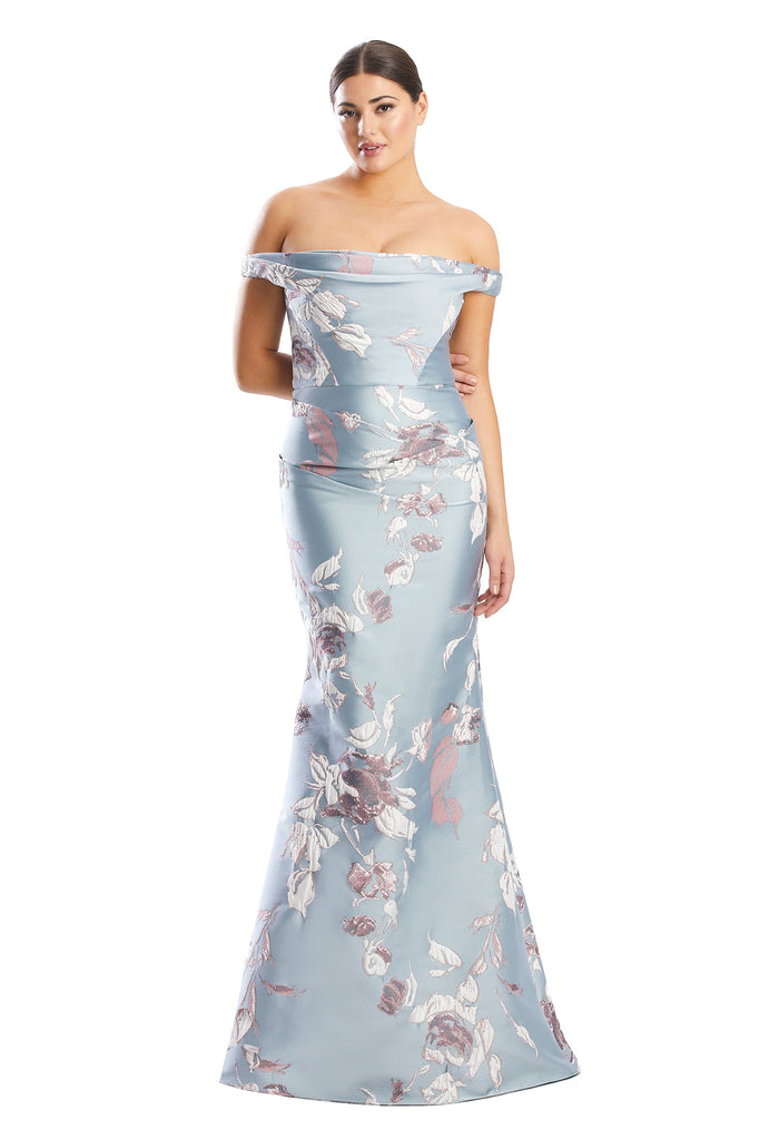 Formal Dresses Long Fitted Formal Floral Print Evening Dress Sterling/Multi