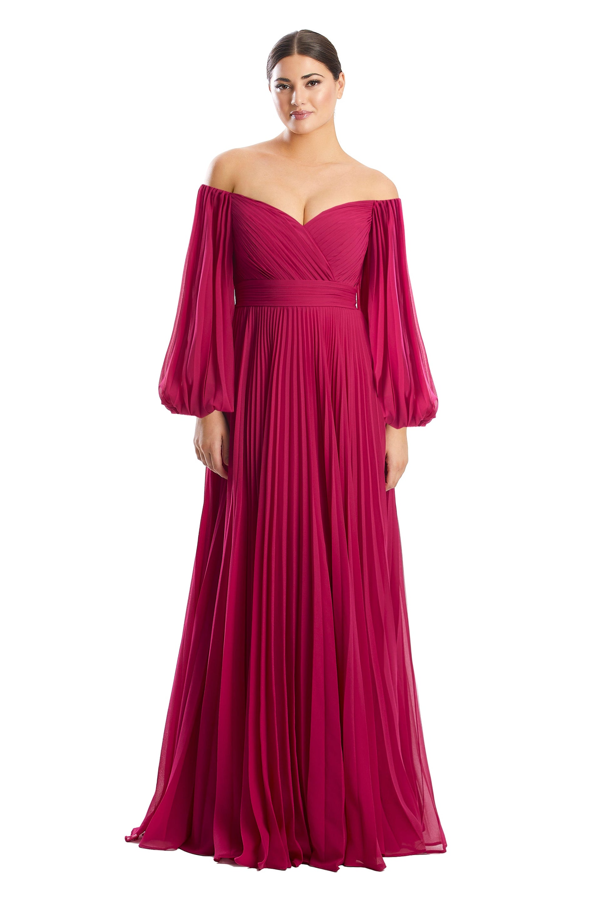Alexander by Daymor 1792S23 Pleated Long Formal A Line Evening Dress