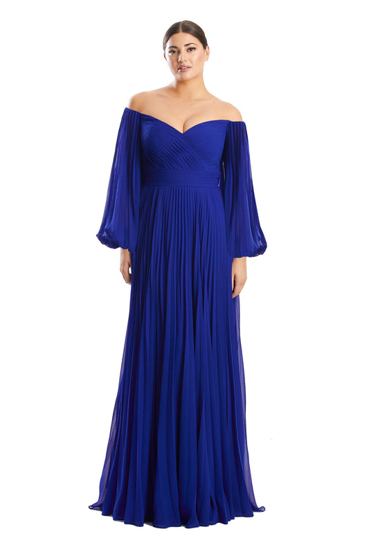 Formal Dresses Pleated Long Formal A Line Evening Dress Sapphire