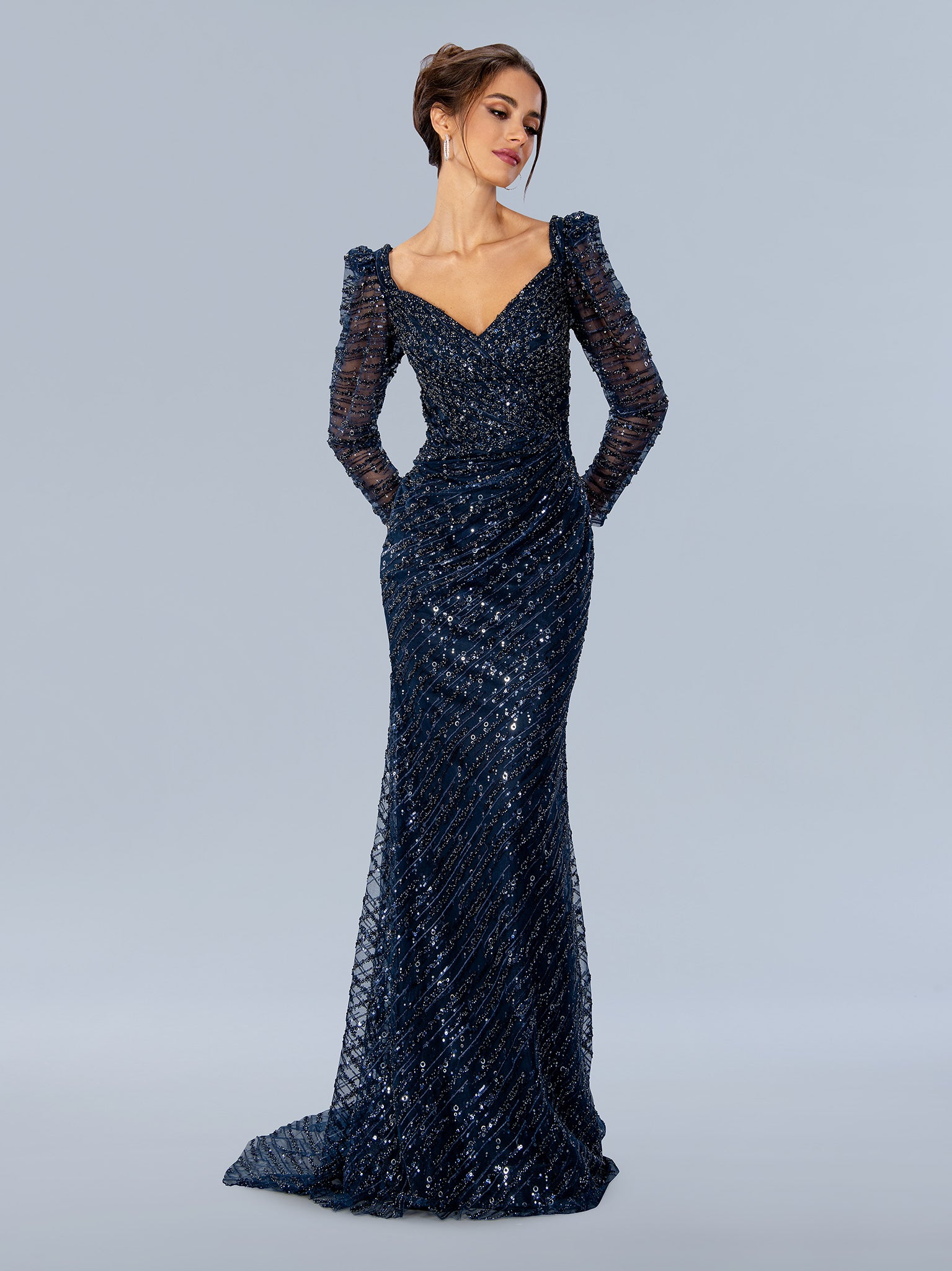 22365 Formal Long Evening Gown Navy