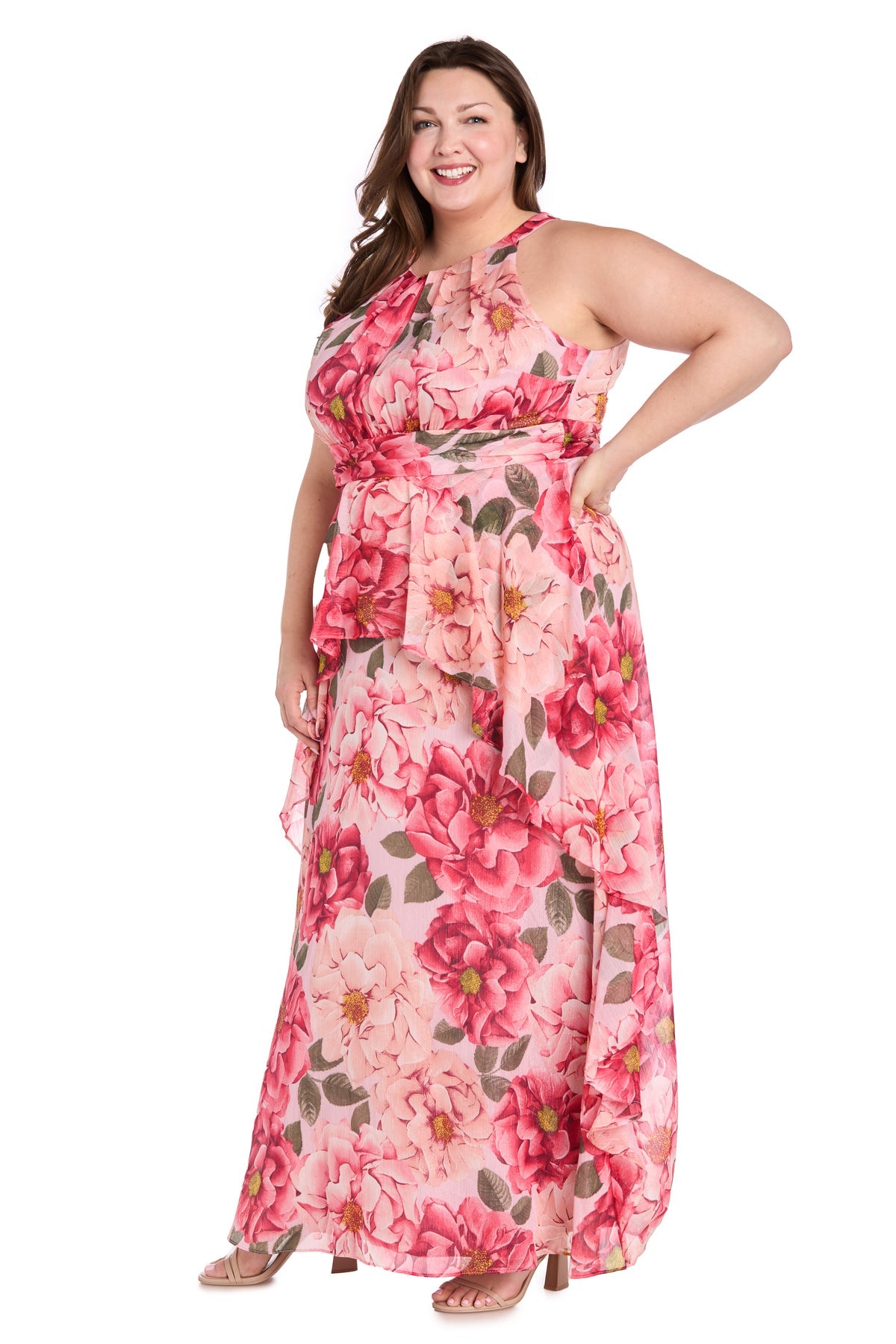 R&M Richards 1798W Long Formal Printed Floral Plus Size Dress