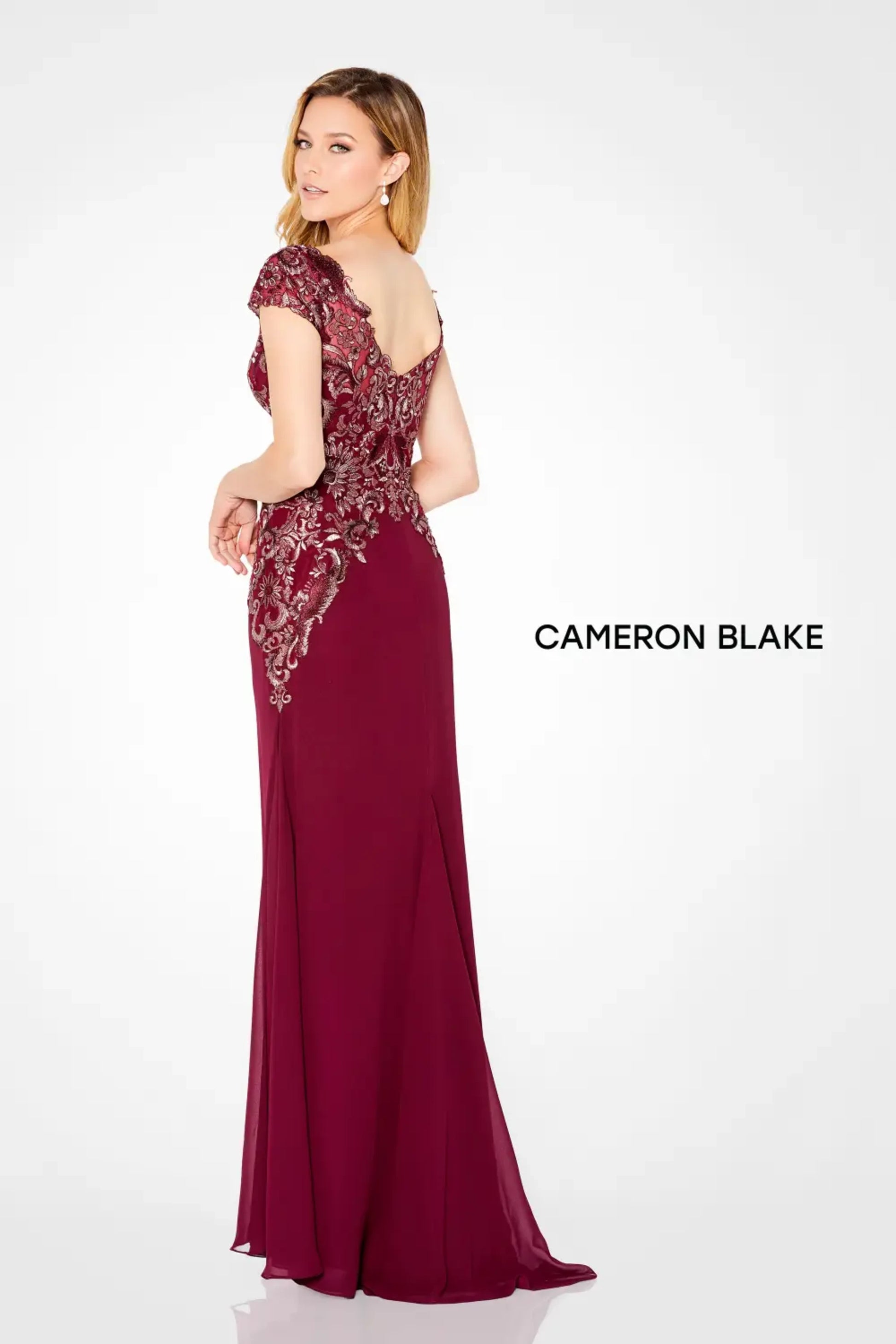 Cameron Blake 216691 Long Mother of the Bride A Line Lace Formal Dress