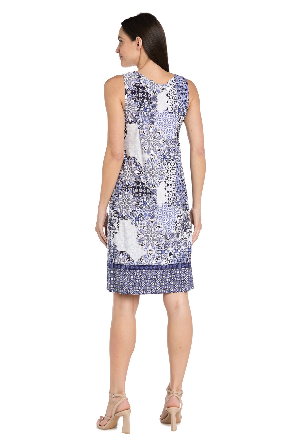 Mother of the Bride Dresses Printed Short Mother of the Bride Dress Blue
