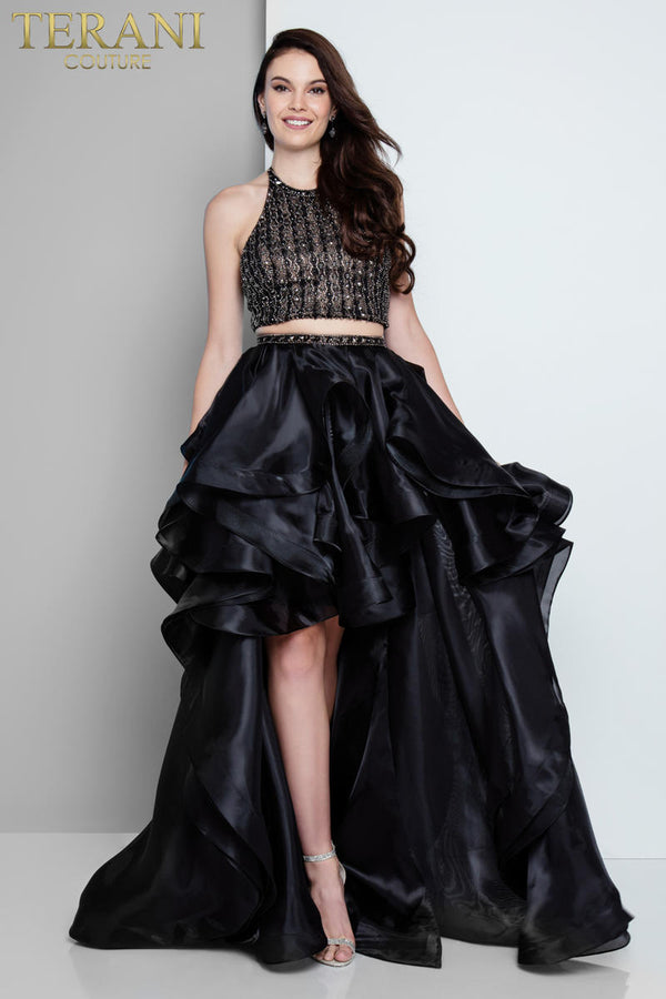 Terani Couture 1811P5703 A Line Two Piece High Low Formal Prom Dress