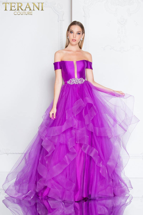 Terani Couture 1811P5838 Off The Shoulder Long Gown