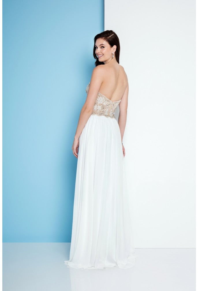Terani Couture 1811P5214G Long Slit A Line Formal Beaded Prom Dress