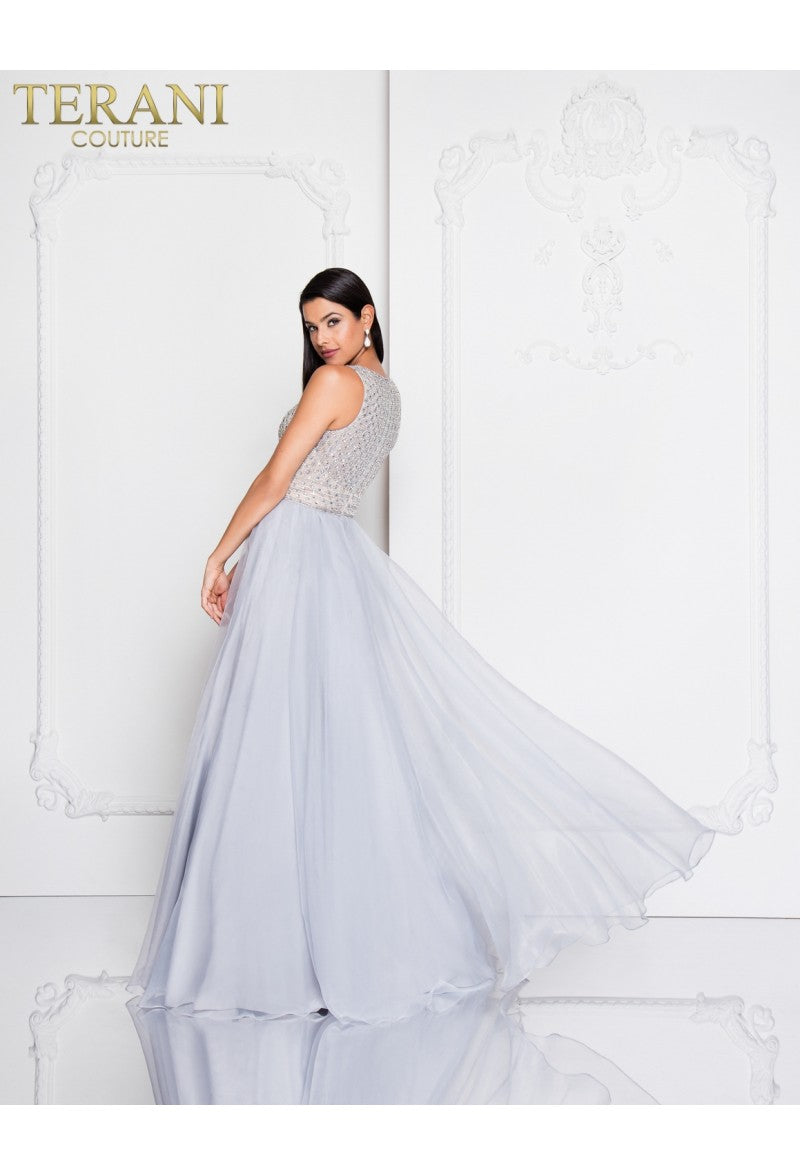 Prom Dresses Ball Gown Beaded Long Prom Formal Dress Sky Blue