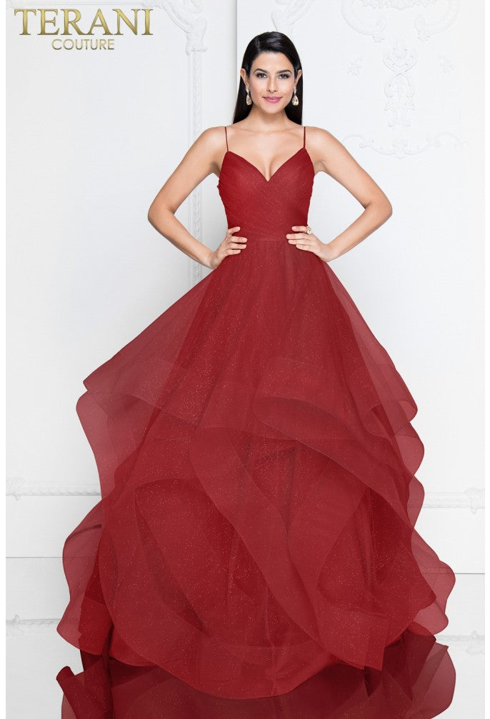 Terani Couture 1811P5849J Long Ball Gown Prom Glitter Formal Dress