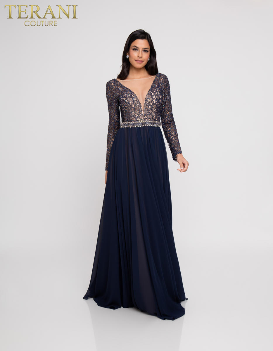 Formal Dresses Long Beaded a Line Lace Evening Formal Dress Navy