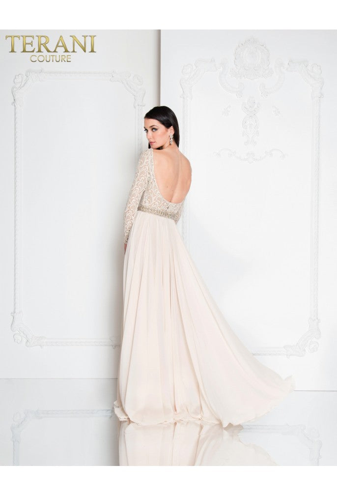 Terani Couture 1812M6650 Long Beaded a Line Lace Evening Formal Dress