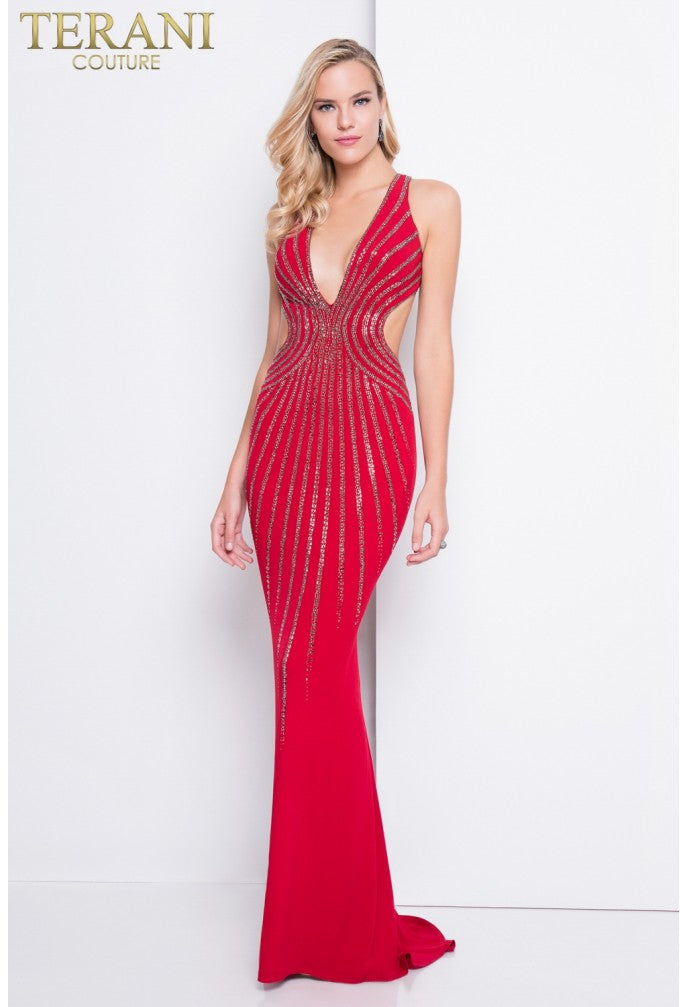Terani Couture 1815P5912G Long Formal Fitted Prom Dress