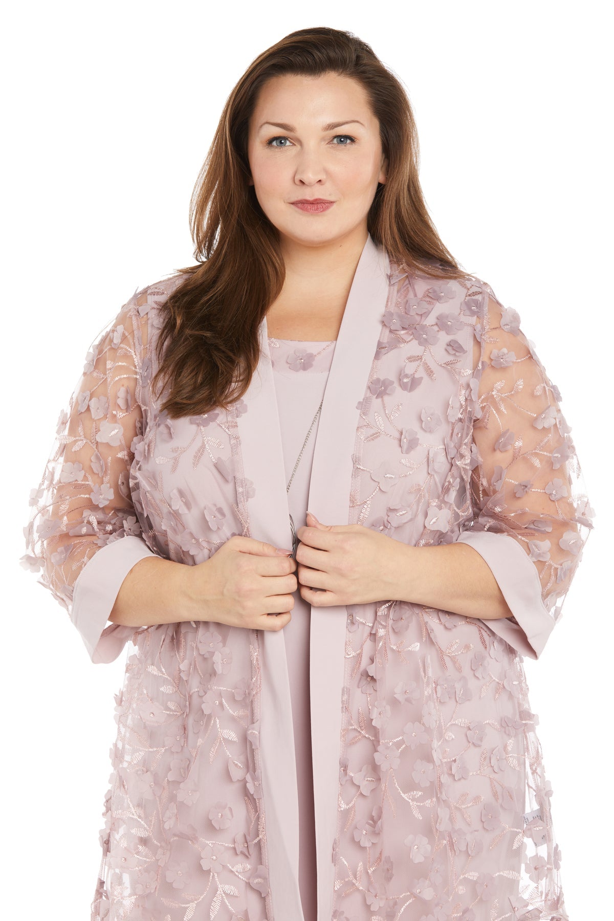 R&M Richards 1816W Plus Size Short 3D Floral Print Jacket Dress