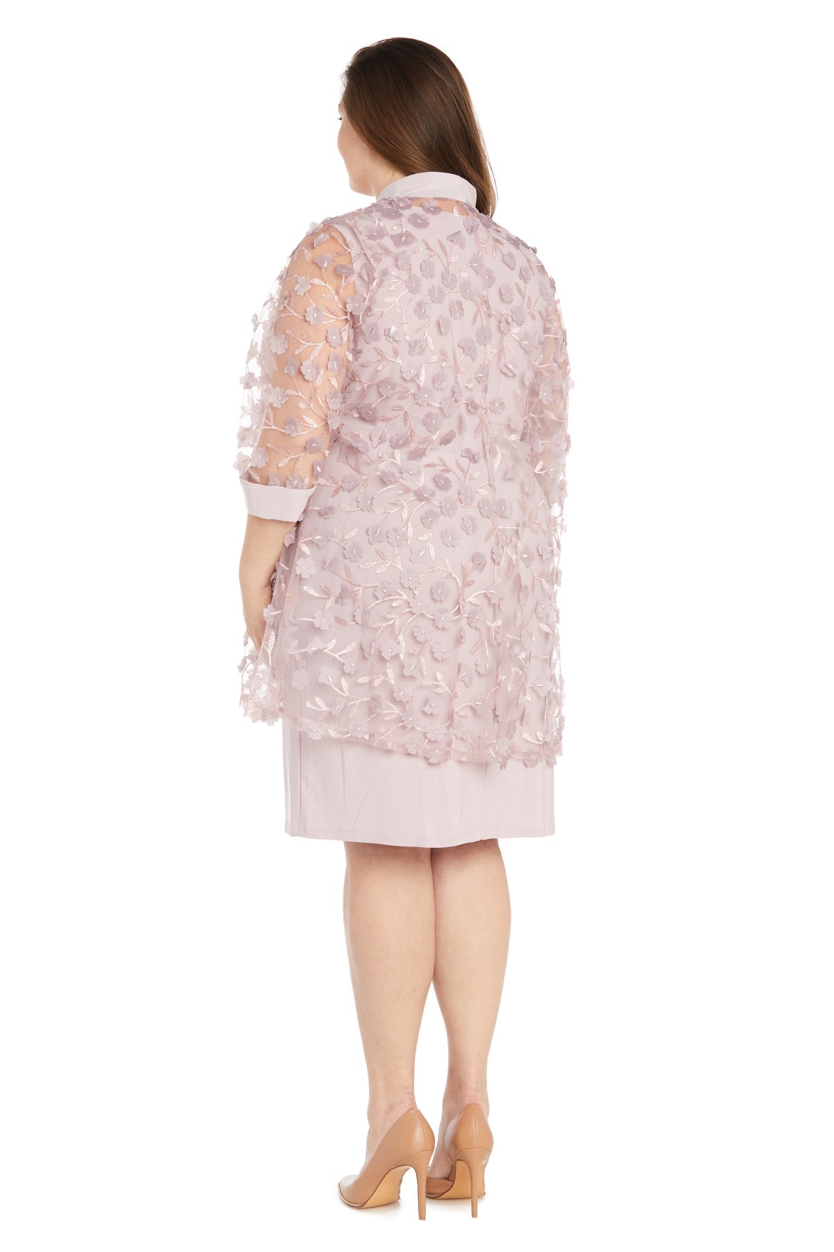 R&M Richards 1816W Plus Size Short 3D Floral Print Jacket Dress