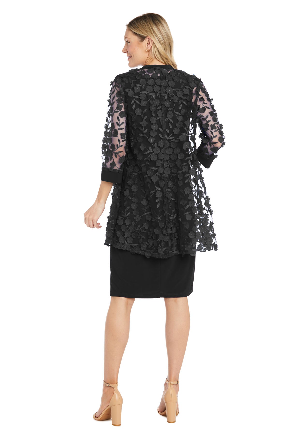 R&M Richards 1816 Short Mother of the Bride 3D Floral Print Jacket Dress