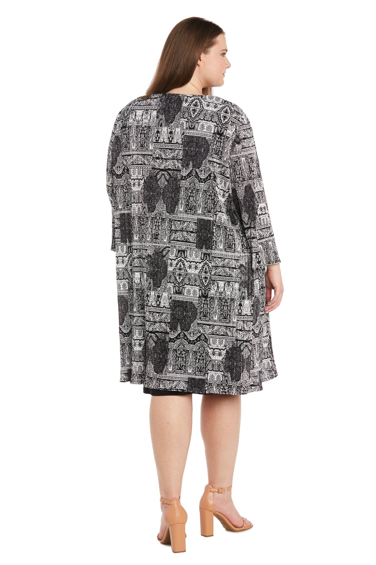 R&M Richards 1819W Mother of the Bride Short Printed Plus Size Dress