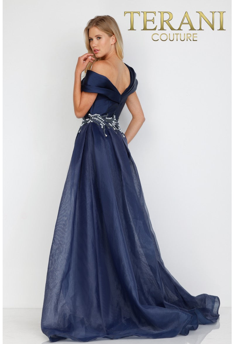 Terani Couture 1821E7100 Long Formal Prom Beaded Overskirt Dress