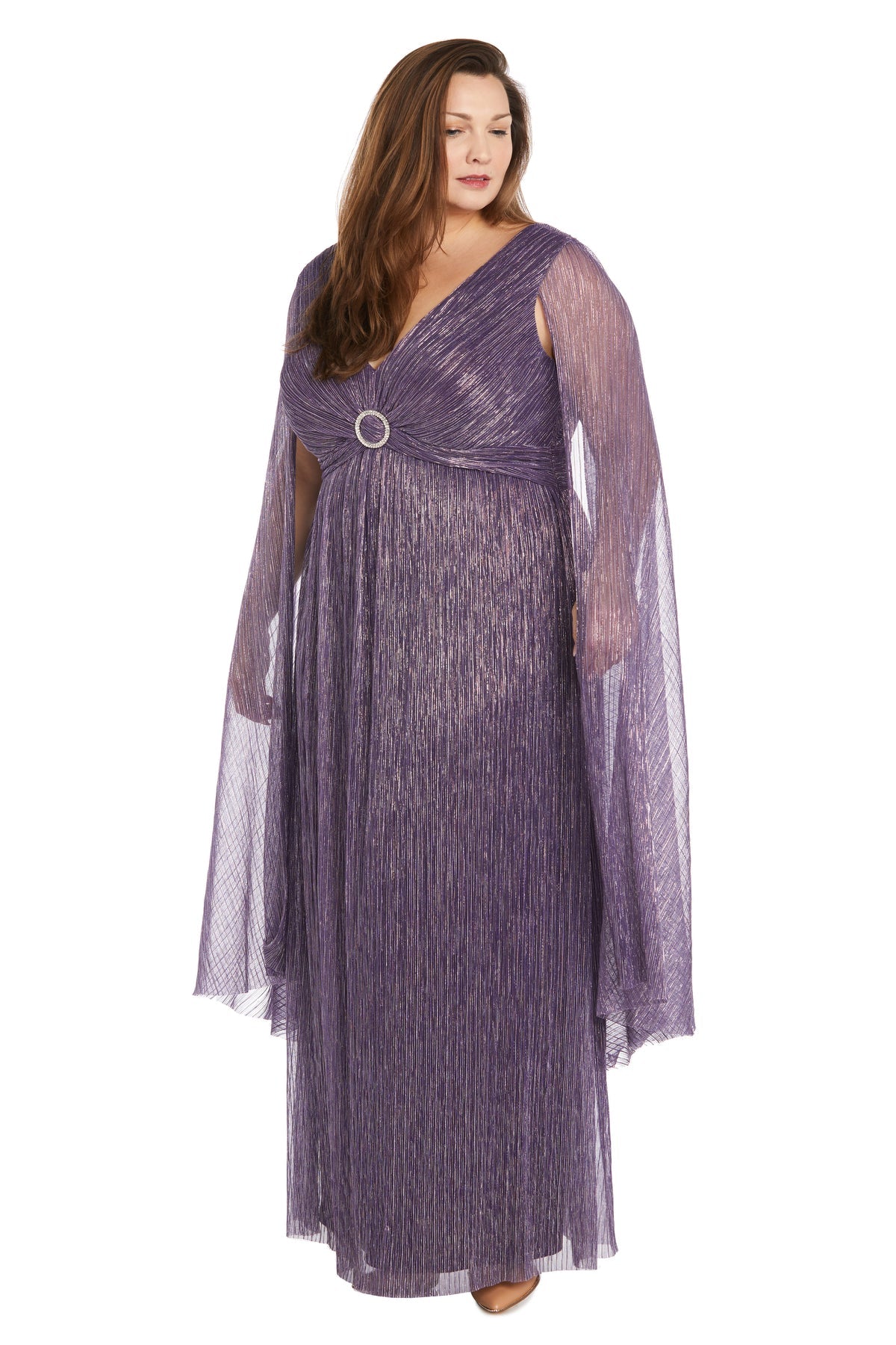 R&M Richards 1825AW Long Metallic Formal Plus Size Dress