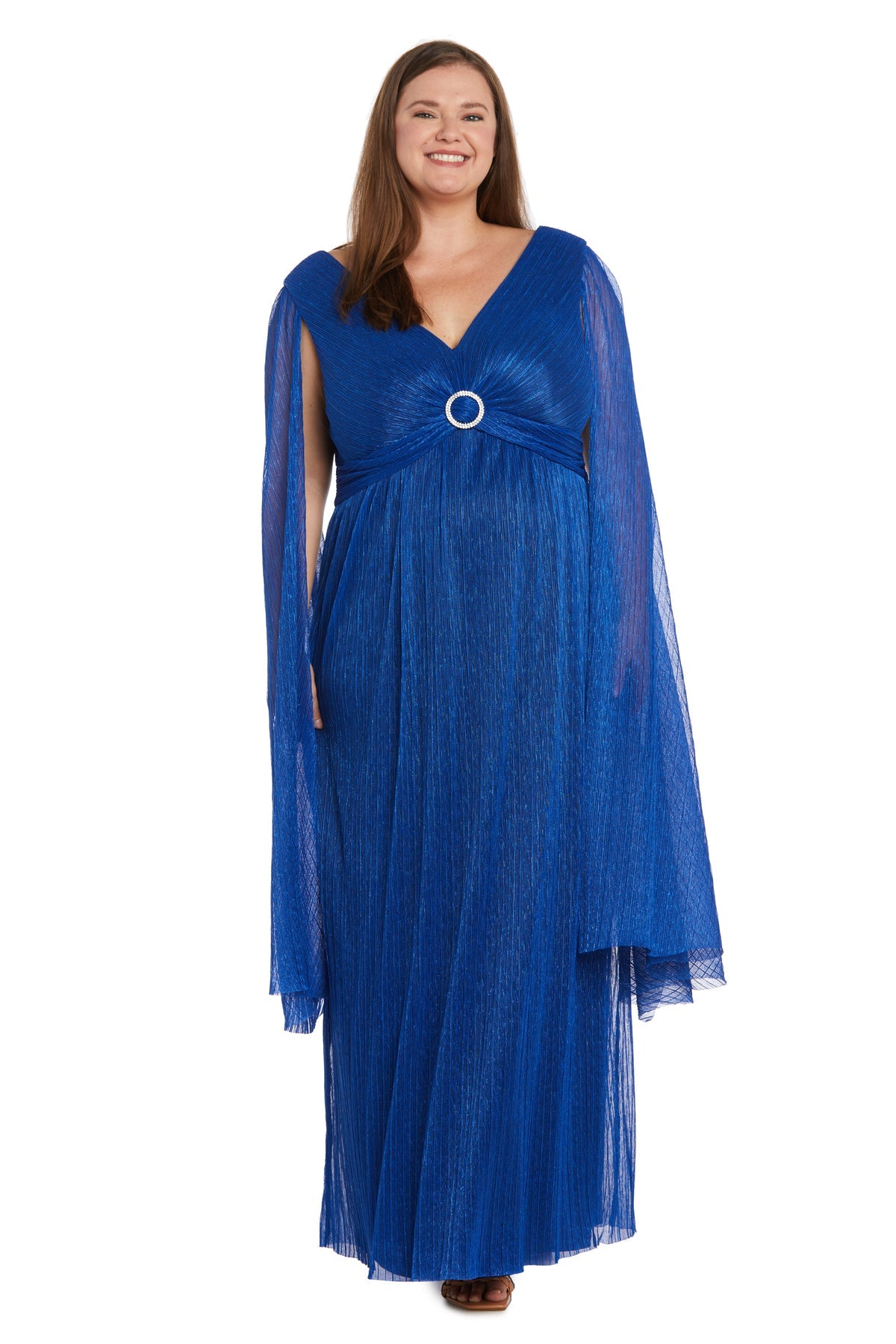 R&M Richards 1825AW Long Metallic Formal Plus Size Dress