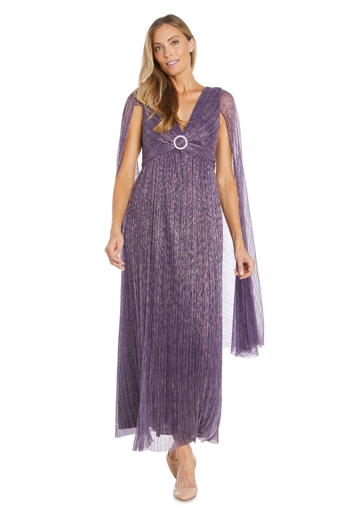 R&M Richards 1825A Metallic Long Formal Dress