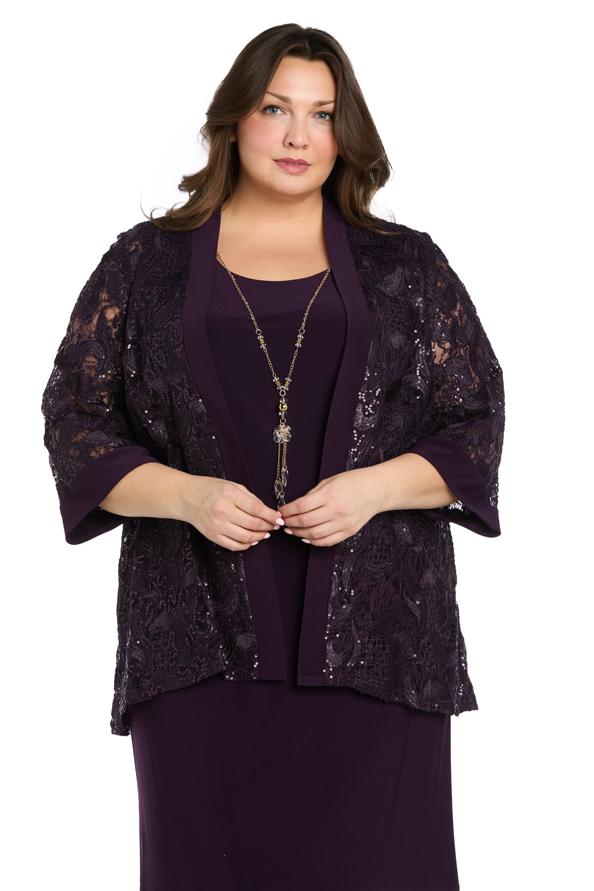 Plus Size Dresses Plus Size Short Mother of the Bride Jacket Dress Plum