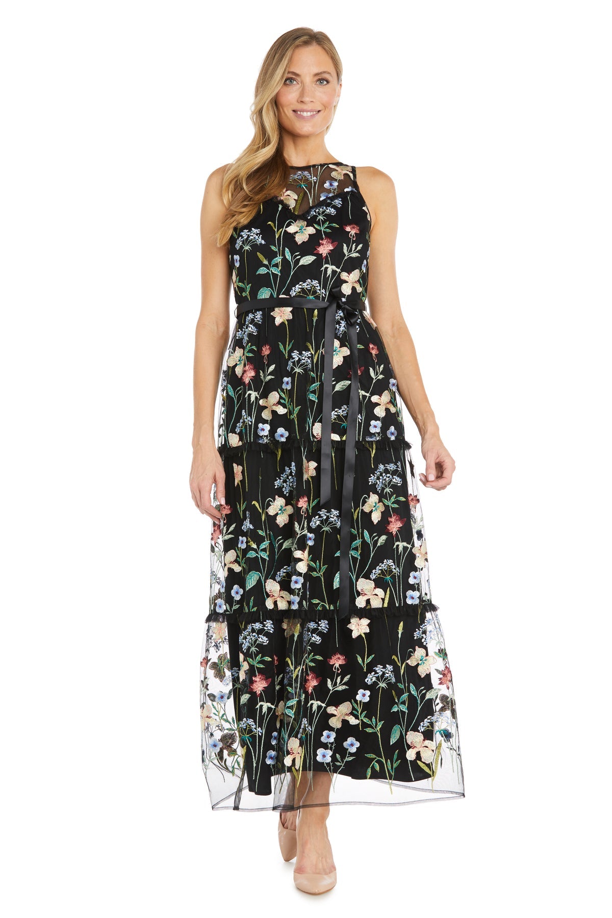 Formal Dresses Floral Long Formal Petite Dress Black/Multi