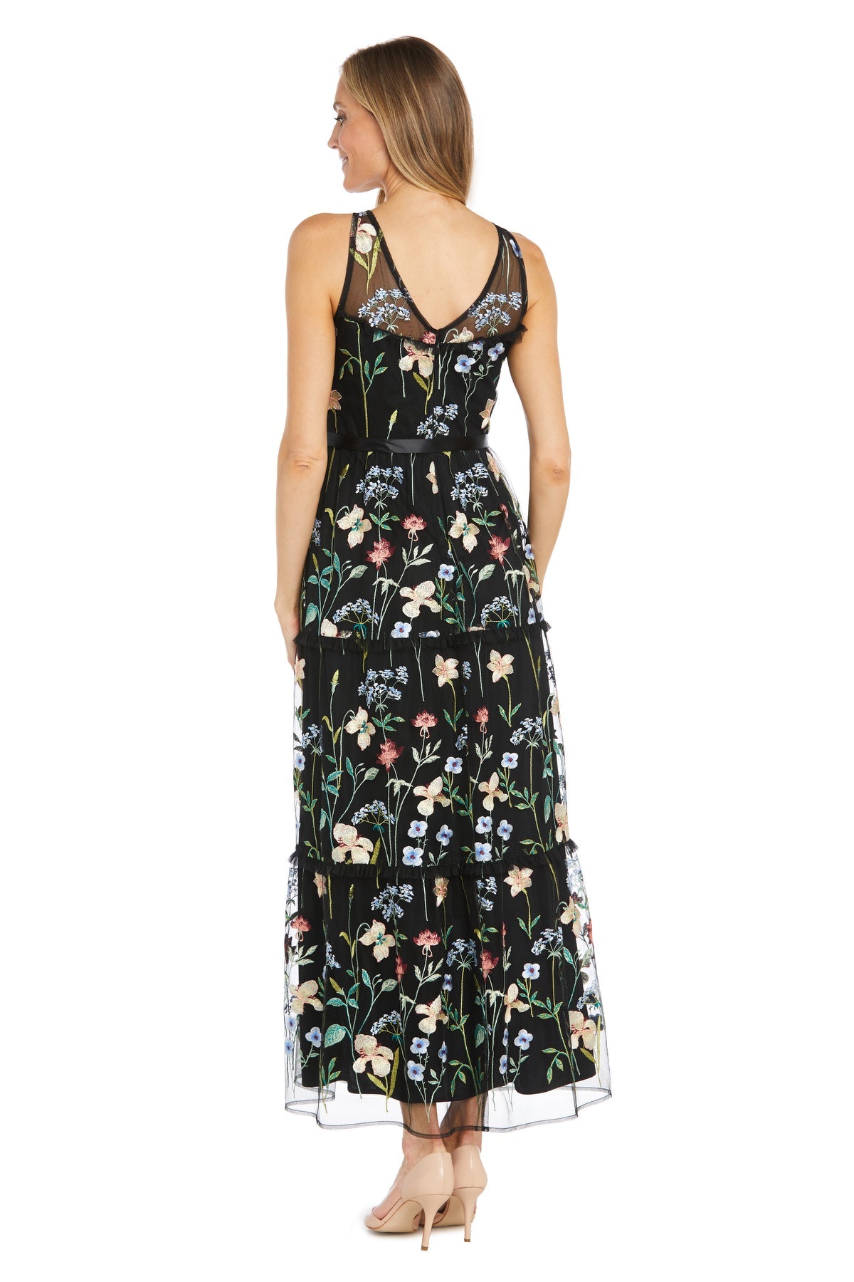 Formal Dresses Long Formal Floral Print Evening Dress Black/Multi