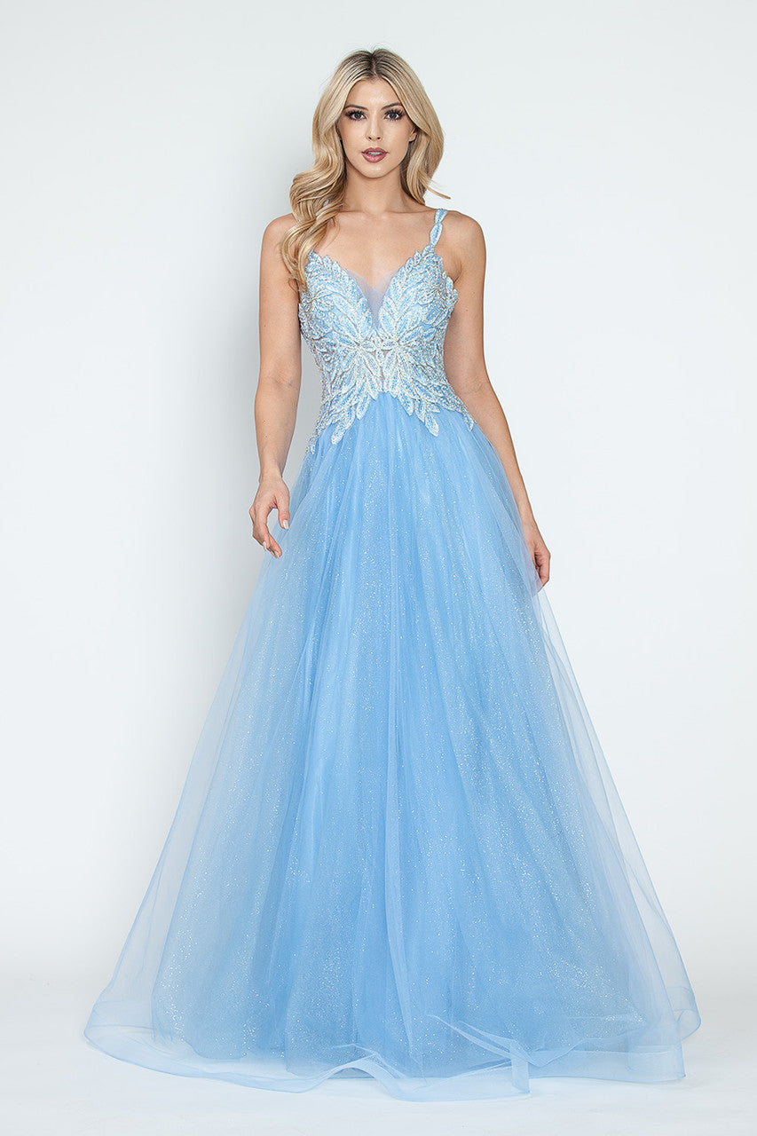 Prom Dresses Long Formal Floral A Line Prom Dress Lenovia 8319 Perry Blue