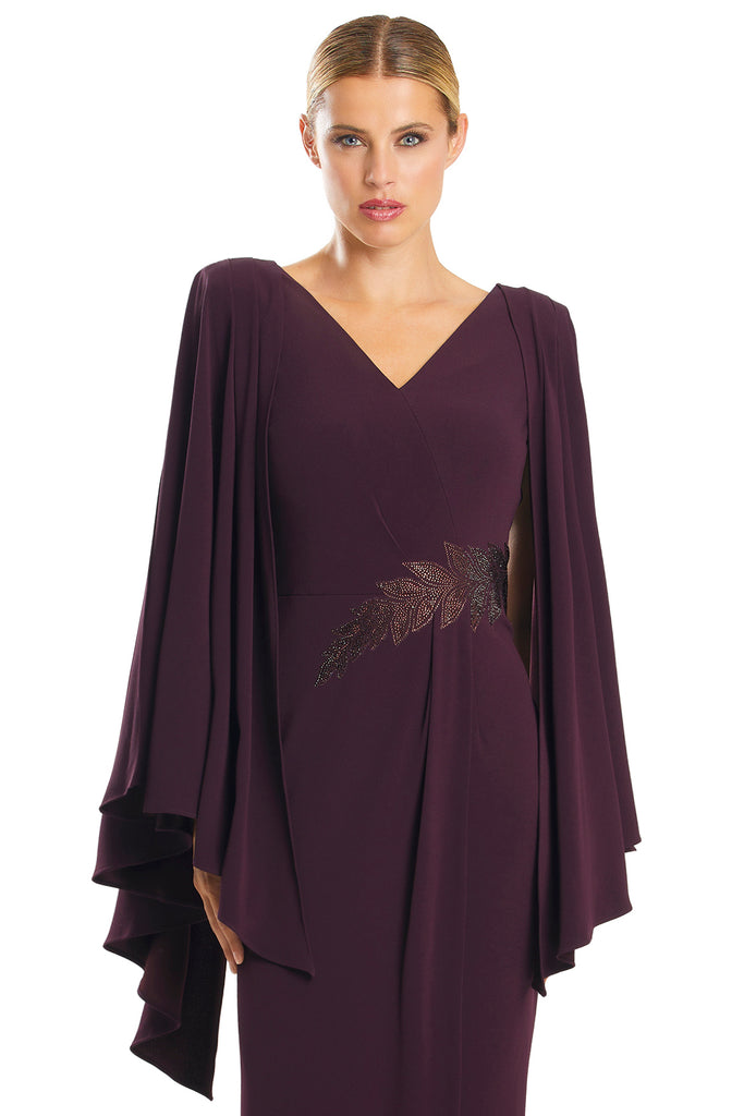 Mother of the Bride Dresses Long Formal Mother of the Bride Cape Dress Aubergine