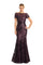 Formal Dresses Long Formal Sequin Lace Applique Evening Dress Wine
