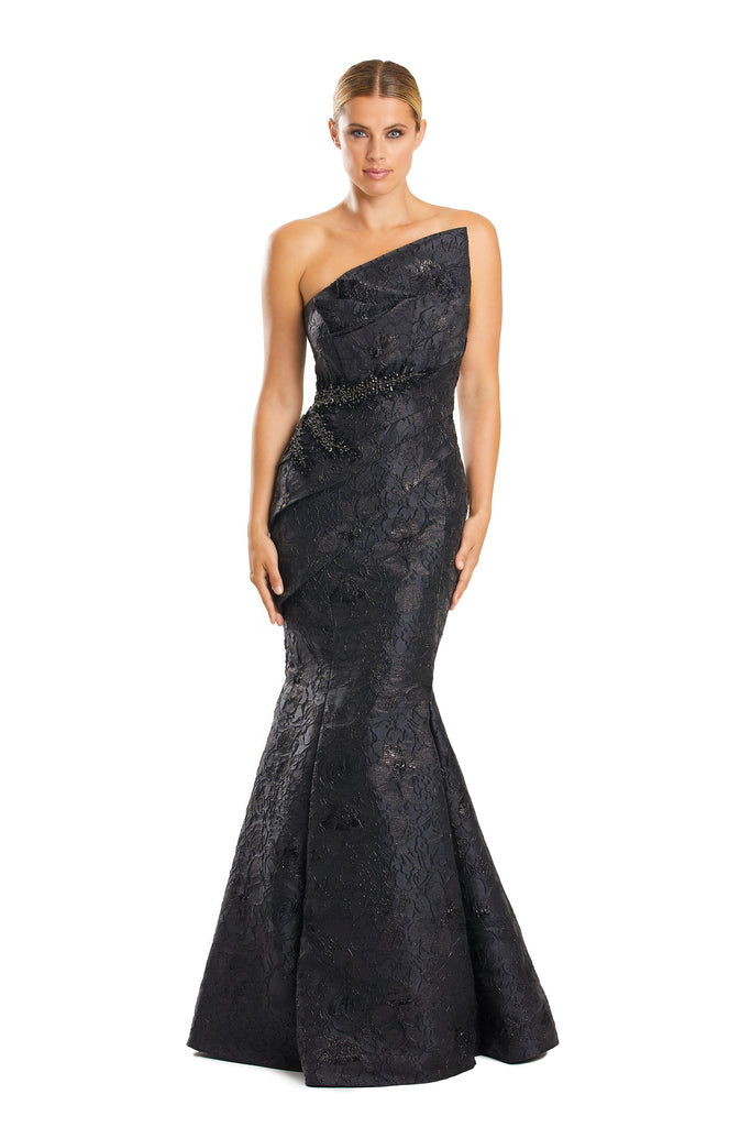 Prom Dresses Floral Long Metallic Formal Mermaid Evening Dress Black