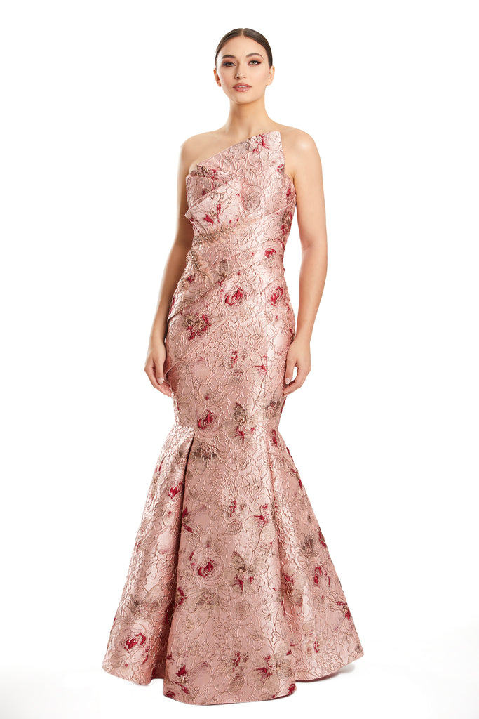 Prom Dresses Floral Long Metallic Formal Mermaid Evening Dress Blush/Multi